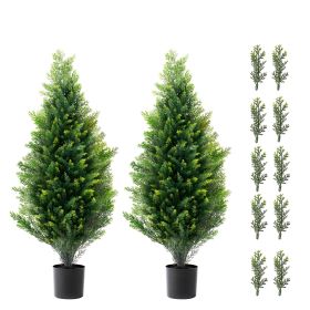 Artificial Cedar Topiary Tree, 36 inch Tall (2 Pieces), with Extra Leaves & Pot Faux Evergreen Fake Pine Cypress Trees Plant Artificial Cedar Topiary Tree, 36 inch Tall (2 Pieces), with Extra Leaves & Pot Faux Evergreen Fake Pine Cypress Trees Plant